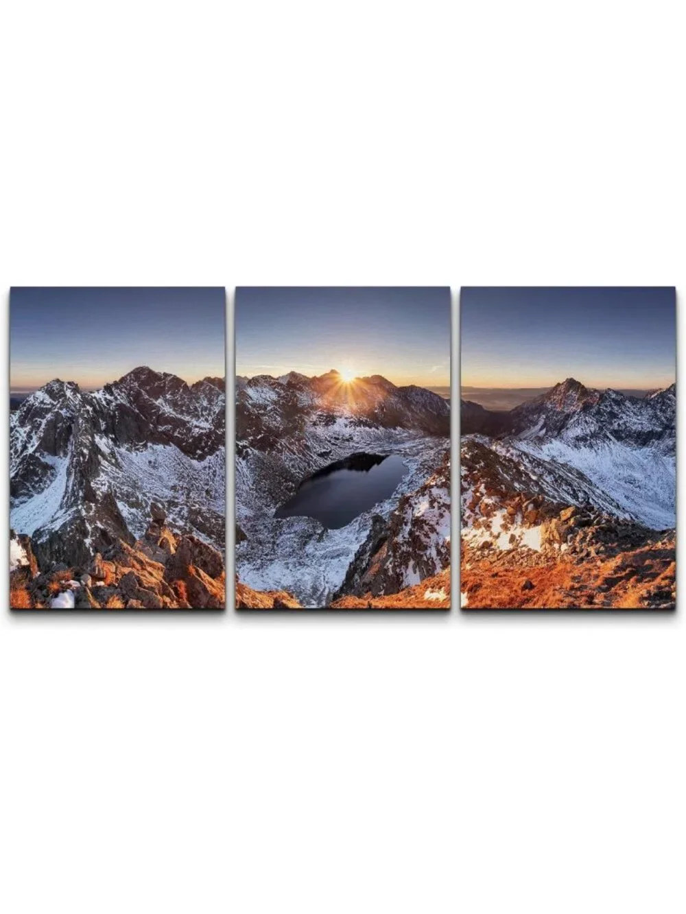 3 Piece Canvas Wall Art - Winter Mountain Panorama - Modern Framed Decor 24